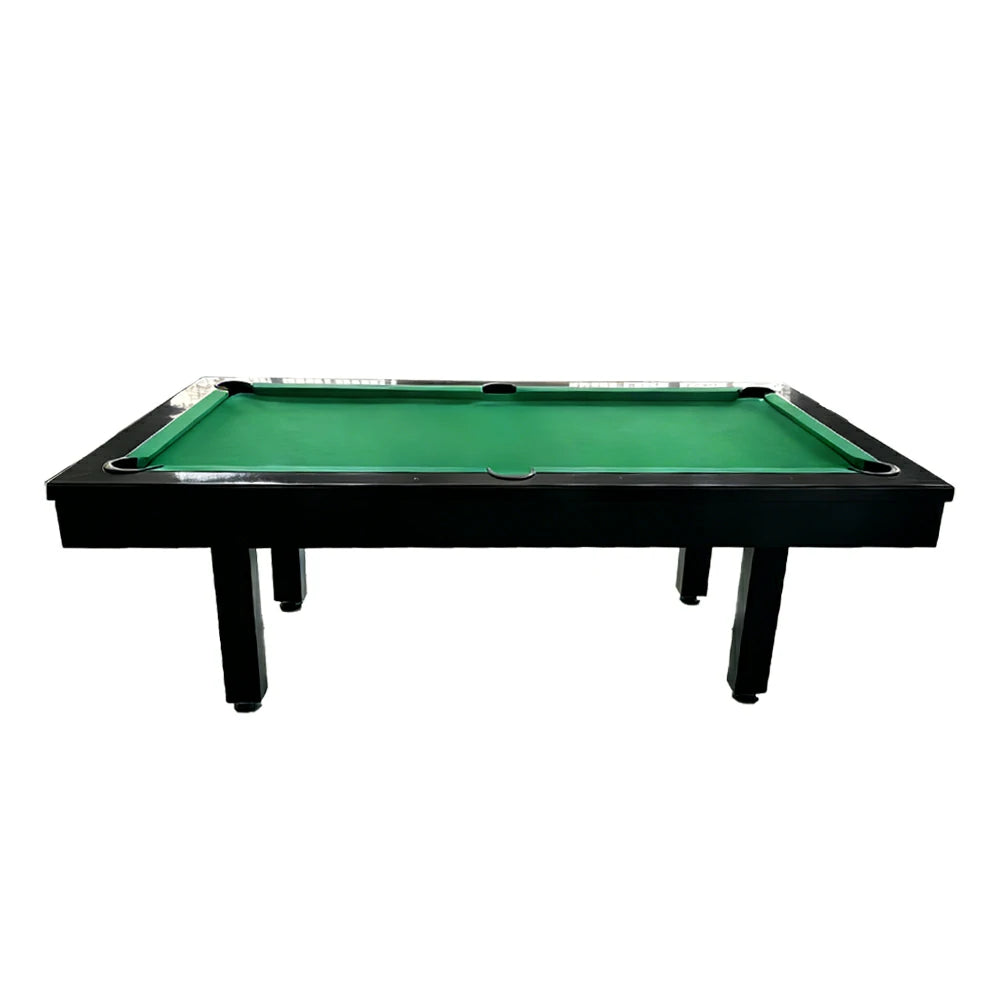 CUETIQ 7FT Outdoor Pool Table - Straight Leg Design Metal Frame Waterproof Billiard Table for Backyard Patio Games - Black & Green