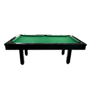 CUETIQ 7FT Outdoor Pool Table - Straight Leg Design Metal Frame Waterproof Billiard Table for Backyard Patio Games - Black & Green