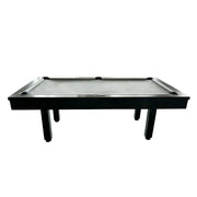 CUETIQ 7FT Outdoor Pool Table - Straight Leg Design Metal Frame Waterproof Billiard Table for Backyard Patio Games - Black & Grey