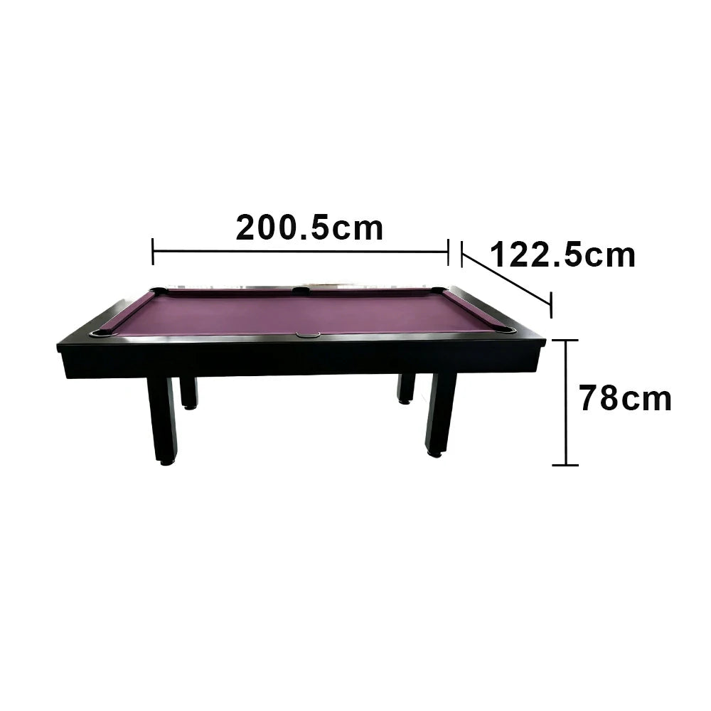 CUETIQ 7FT Outdoor Pool Table - Straight Leg Design Metal Frame Waterproof Billiard Table for Backyard Patio Games - Black & Purple