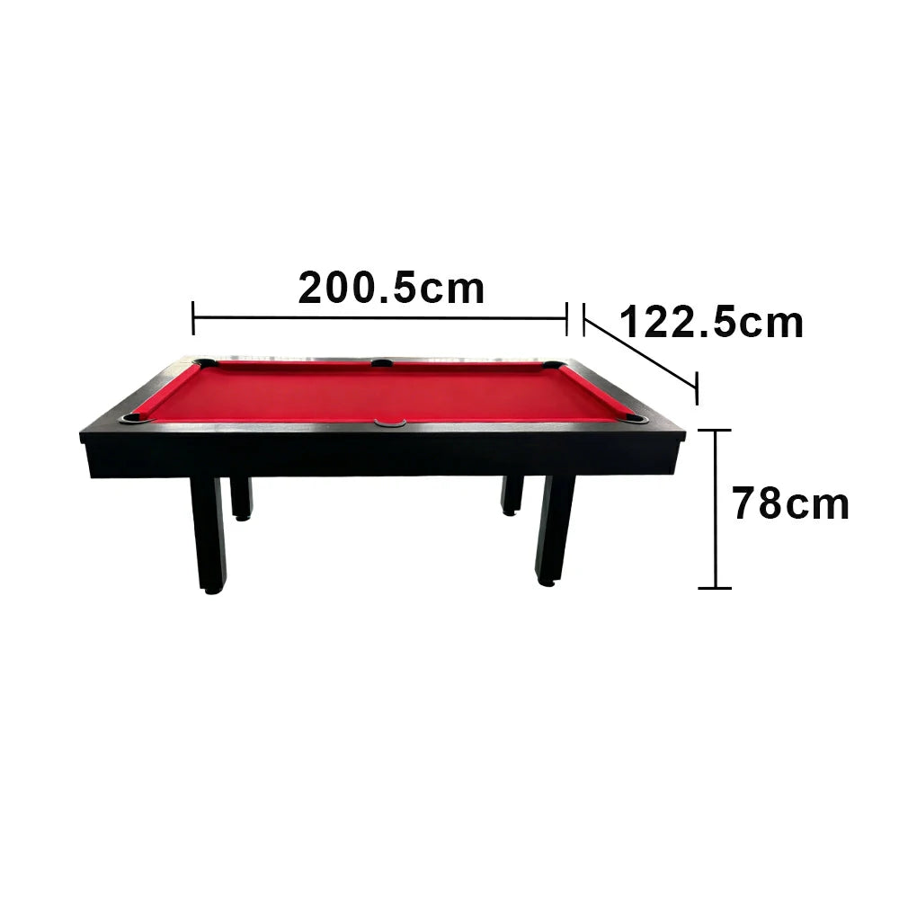 CUETIQ 7FT Outdoor Pool Table - Straight Leg Design Metal Frame Waterproof Billiard Table for Backyard Patio Games - Black & Red