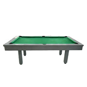 CUETIQ 7FT Outdoor Pool Table - Straight Leg Design Metal Frame Waterproof Billiard Table for Backyard Patio Games - Grey & Green