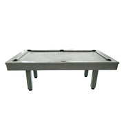 CUETIQ 7FT Outdoor Pool Table - Straight Leg Design Metal Frame Waterproof Billiard Table for Backyard Patio Games - Grey & Grey