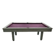 CUETIQ 7FT Outdoor Pool Table - Straight Leg Design Metal Frame Waterproof Billiard Table for Backyard Patio Games - Grey & Purple