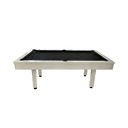 CUETIQ 7FT Outdoor Pool Table - Straight Leg Design Metal Frame Waterproof Billiard Table for Backyard Patio Games - White & Black