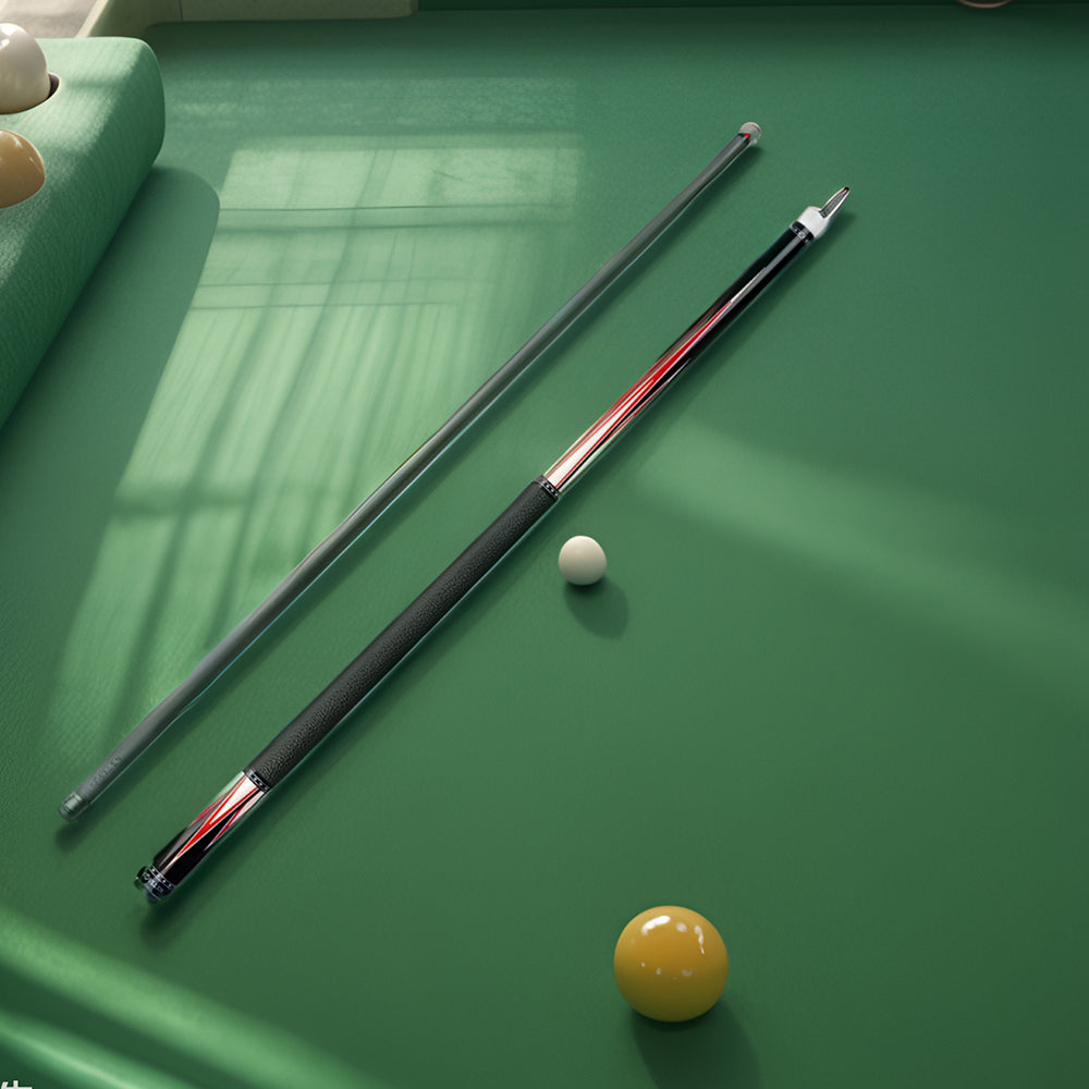 KONLLEN  Premier Professional AK75-001 18.5-20OZ 2-Piece Pool Cue Black Ebony Wood 147CM Billiard Cue - Red&Black