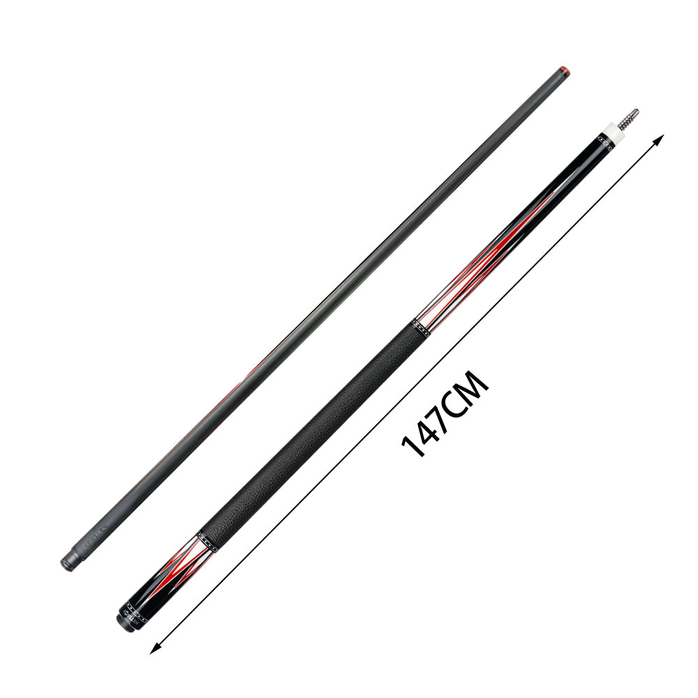 KONLLEN  Premier Professional AK75-001 18.5-20OZ 2-Piece Pool Cue Black Ebony Wood 147CM Billiard Cue - Red&Black