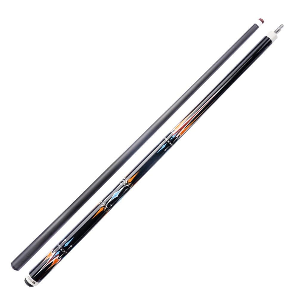 KONLLEN  Premier Professional Car-27 2-Piece Carom Cue Maple Wood 18.5-20OZ Billiard Cue 147CM - Blue&Orange&Black