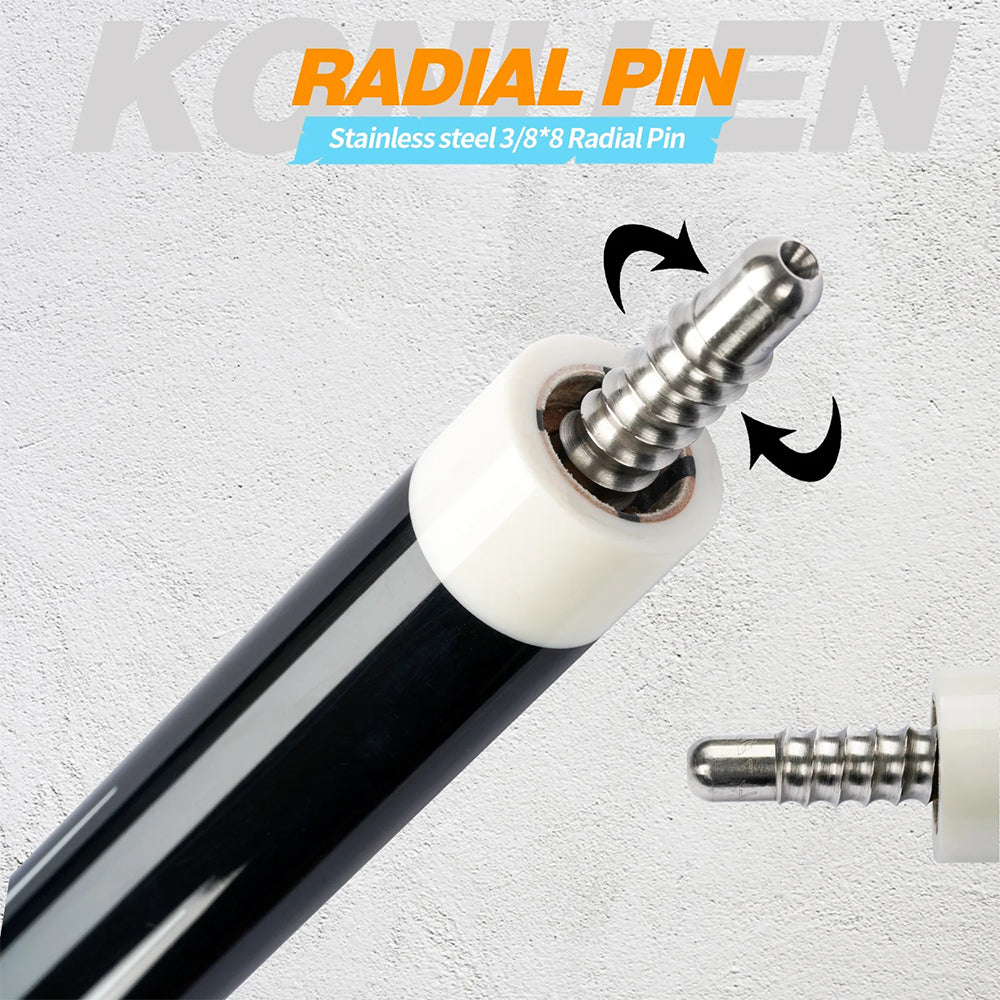 KONLLEN  Premier Professional Car-27 2-Piece Carom Cue Maple Wood 18.5-20OZ Billiard Cue 147CM - Blue&Orange&Black