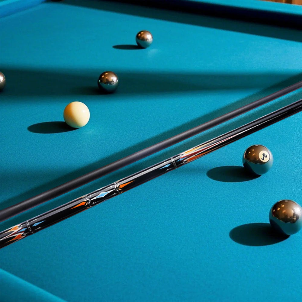 KONLLEN  Premier Professional Car-27 2-Piece Carom Cue Maple Wood 18.5-20OZ Billiard Cue 147CM - Blue&Orange&Black