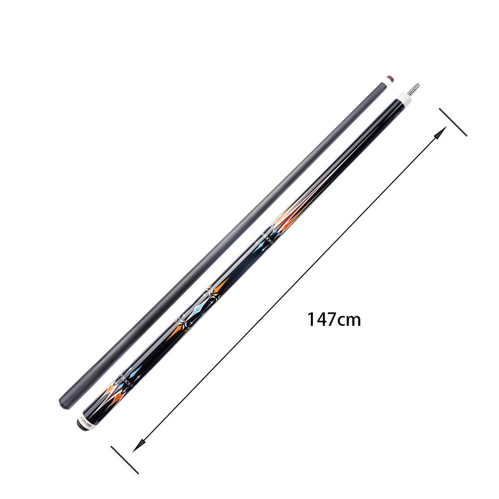 KONLLEN  Premier Professional Car-27 2-Piece Carom Cue Maple Wood 18.5-20OZ Billiard Cue 147CM - Blue&Orange&Black
