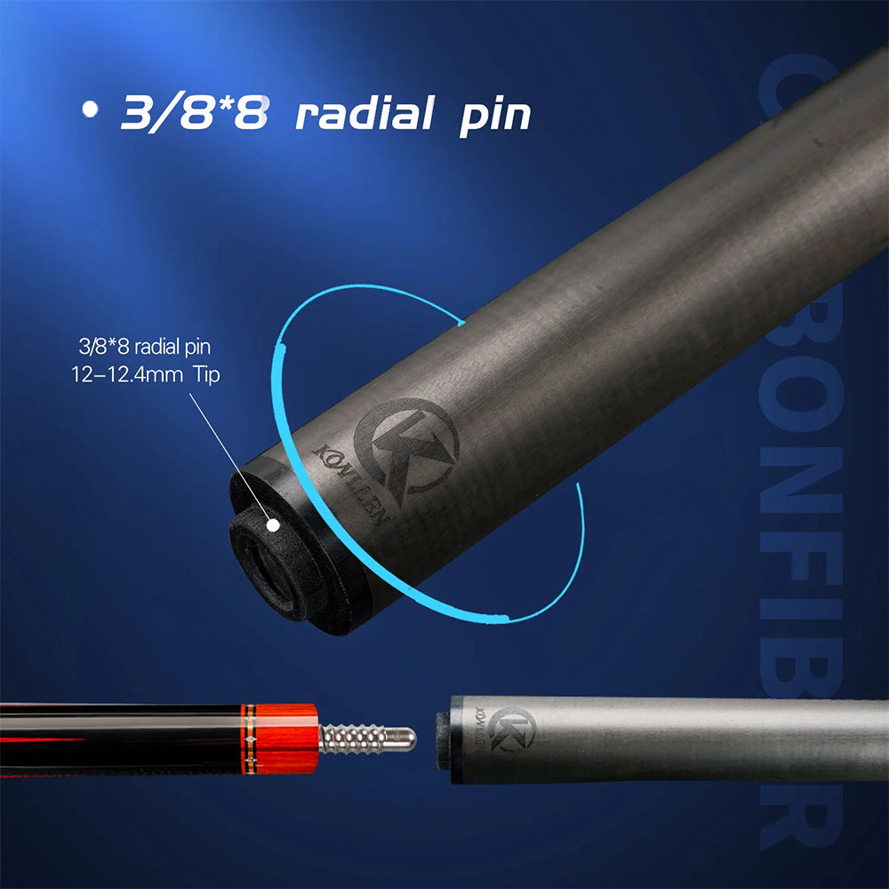 KONLLEN  Premier Professional Single Carom Shaft Carbon Fibre Material 27 Inches - Gray