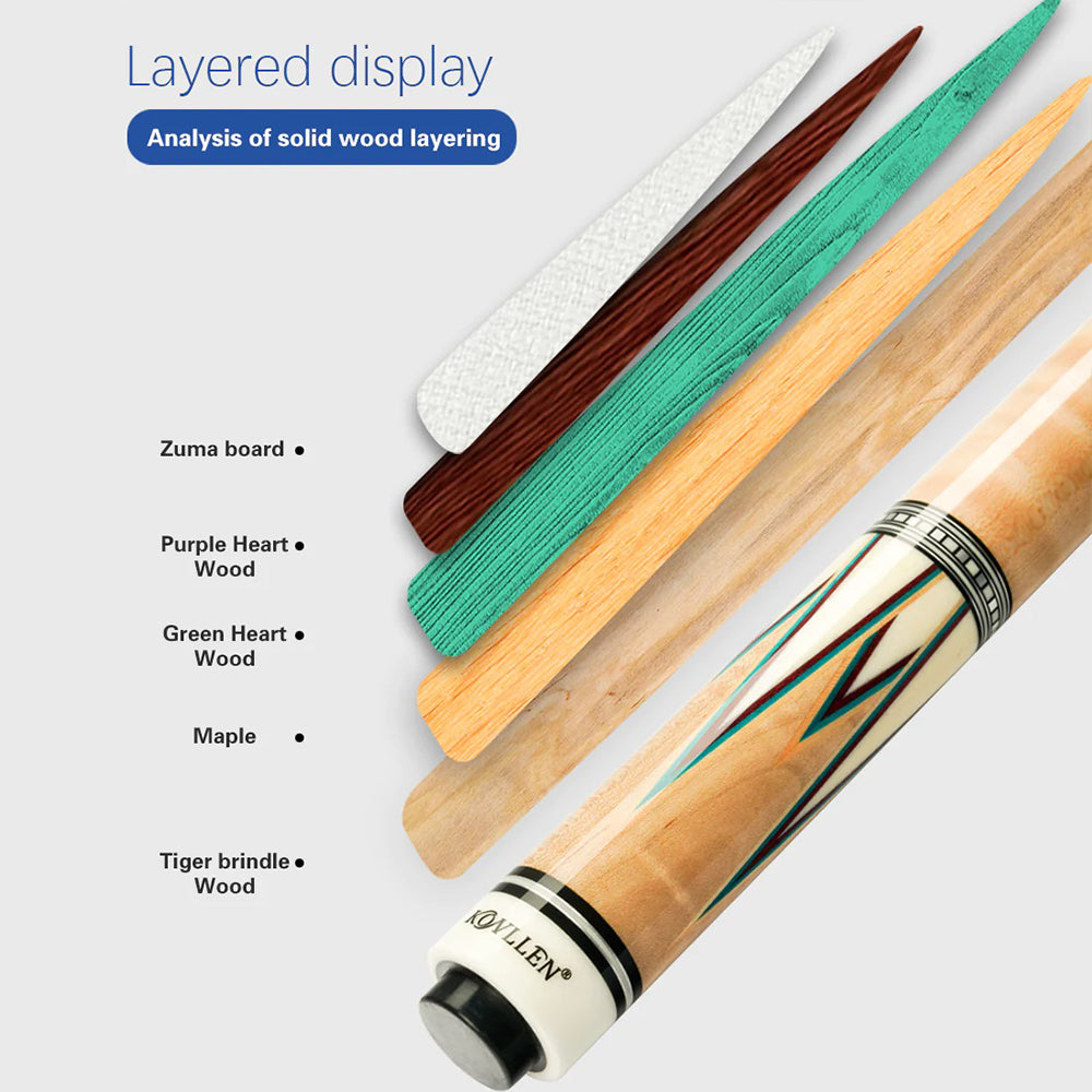 KONLLEN  Premier Professional CXD-P1 2-Piece Carom Cue Maple Wood 18.5-20OZ Billiard Cue 142CM - Wood