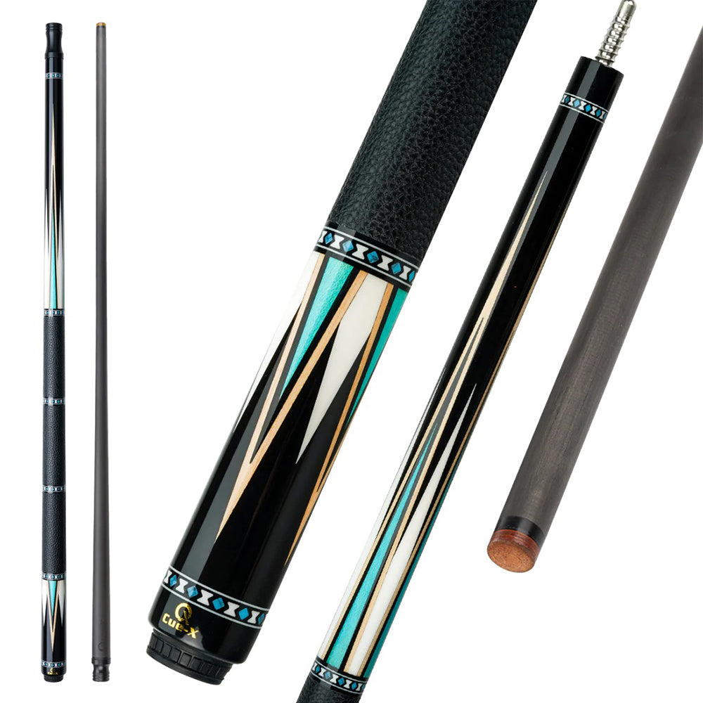 KONLLEN  Premier Professional HQ-05A2F 2-Piece Pool Cue Maple Wood 18.5-20OZ Billiard Cue 147CM - Blue&Black
