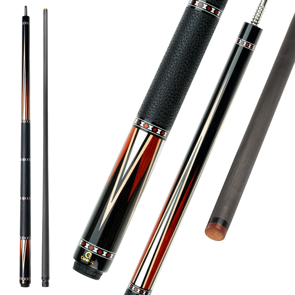 KONLLEN  Premier Professional HQ-05BF 2-Piece Pool Cue Maple Wood 18.5-20OZ Billiard Cue 147CM - Red&Black