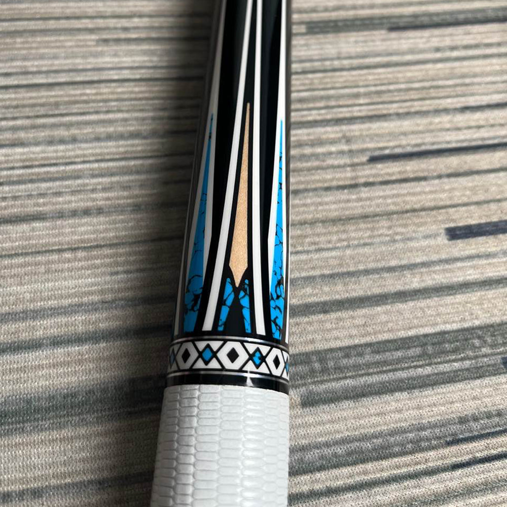 KONLLEN  Premier Professional HQ-06BF 2-Piece Pool Cue Maple Wood 18.5-20OZ Billiard Cue 147CM - Blue&White&Black