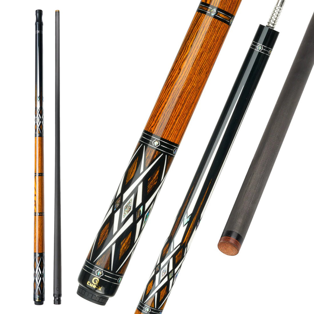 KONLLEN  Premier Professional HQ-07AF 2-Piece Pool Cue Ebony Wood 18.5-20OZ Billiard Cue 147CM - Brown&Black