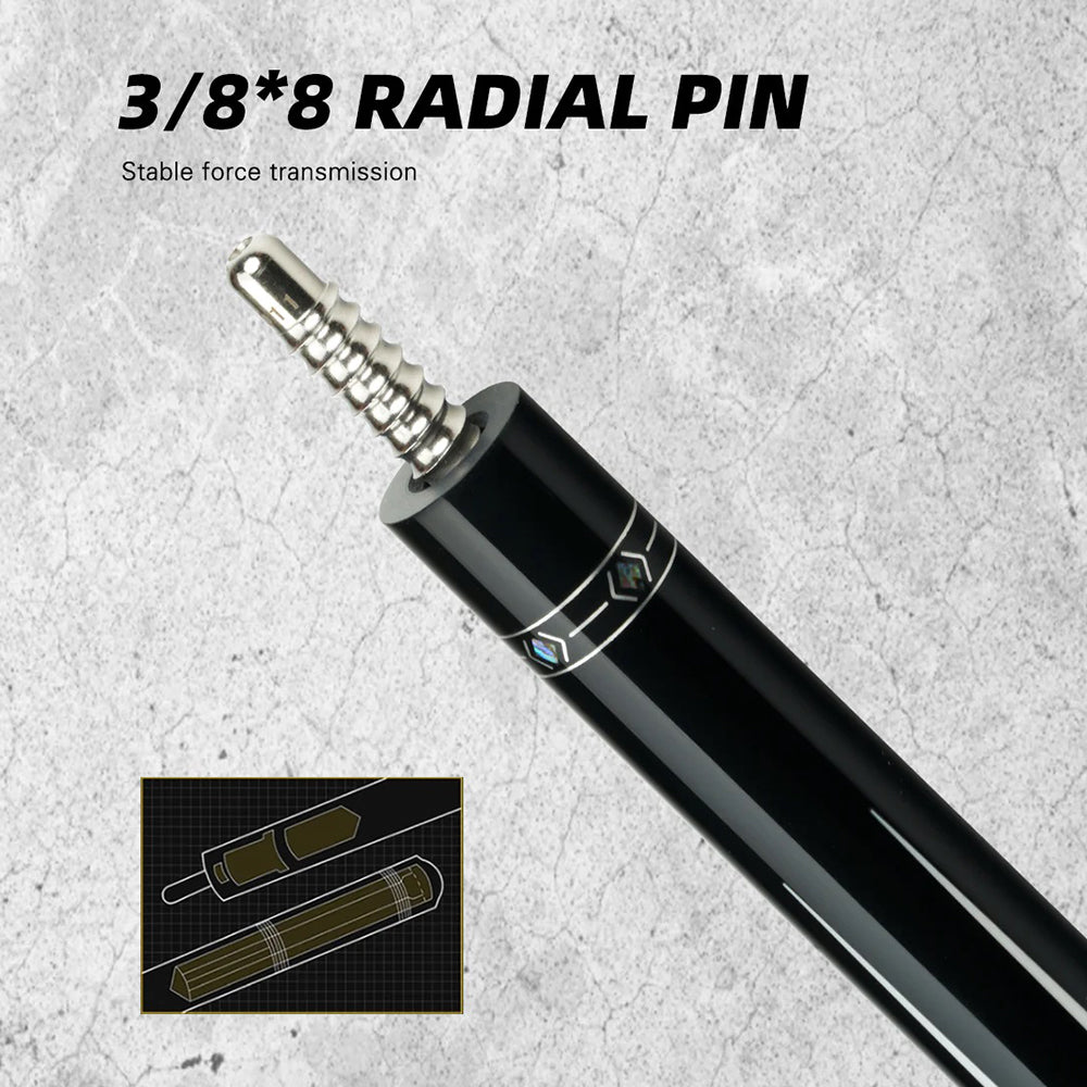 KONLLEN  Premier Professional HQ-07AF 2-Piece Pool Cue Ebony Wood 18.5-20OZ Billiard Cue 147CM - Brown&Black