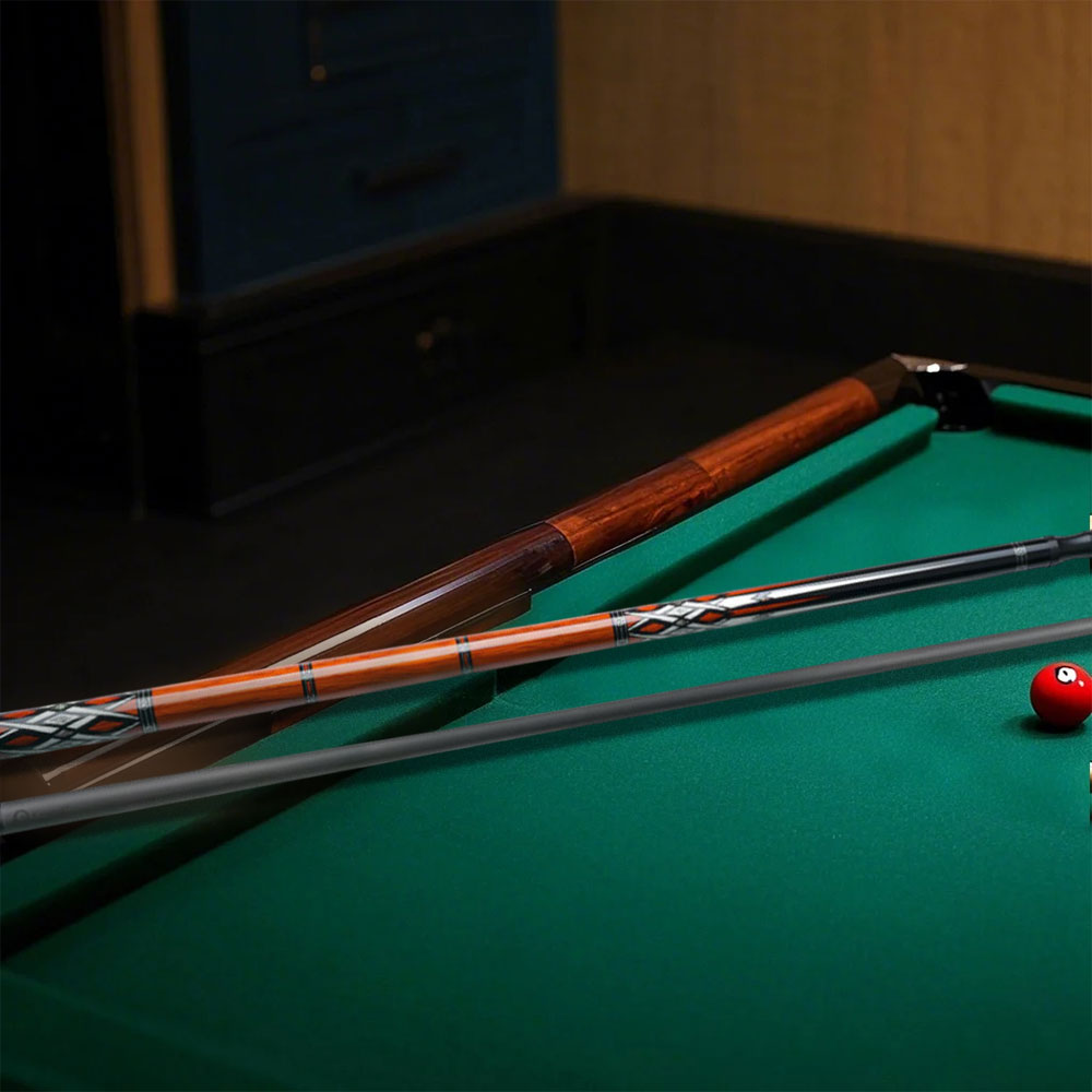 KONLLEN  Premier Professional HQ-07BF 2-Piece Pool Cue Ebony Wood 18.5-20OZ Billiard Cue  147CM - Red&Black