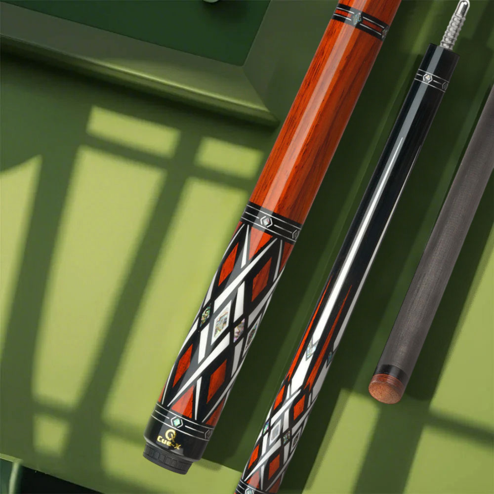 KONLLEN  Premier Professional HQ-07BF 2-Piece Pool Cue Ebony Wood 18.5-20OZ Billiard Cue  147CM - Red&Black