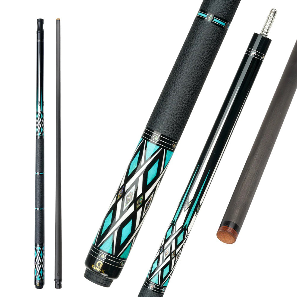 KONLLEN  Premier Professional HQ-07DF 2-Piece Pool Cue Maple Wood 18.5-20OZ Billiard Cue 147CM - Blue&Black