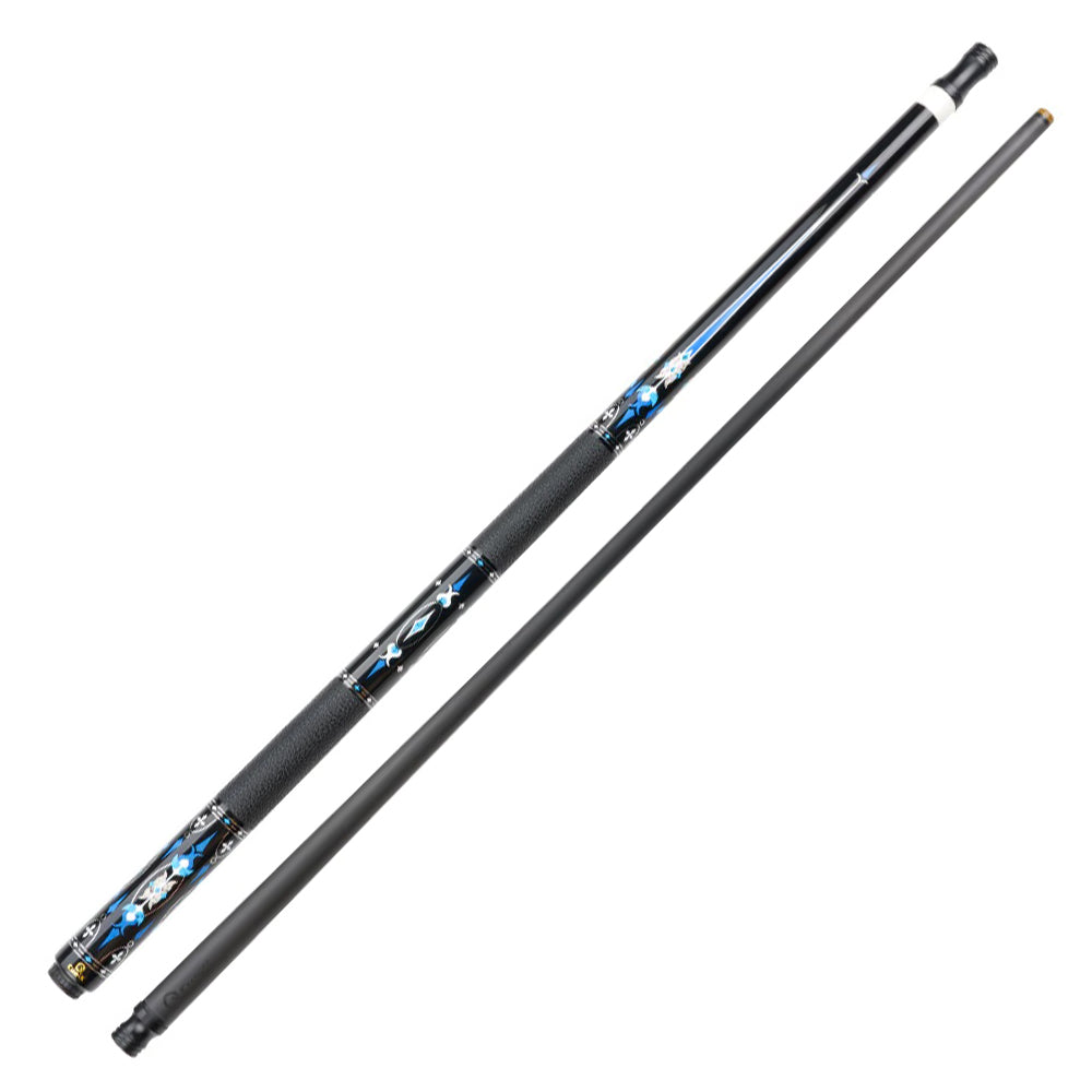 KONLLEN  Premier Professional HQ-10F 2-Piece Pool Cue Maple Wood 18.5-20OZ Billiard Cue 147CM - Blue&Black