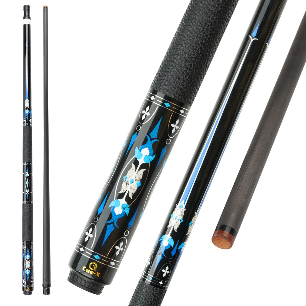 KONLLEN  Premier Professional HQ-10F 2-Piece Pool Cue Maple Wood 18.5-20OZ Billiard Cue 147CM - Blue&Black