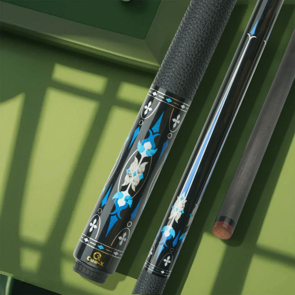 KONLLEN  Premier Professional HQ-10F 2-Piece Pool Cue Maple Wood 18.5-20OZ Billiard Cue 147CM - Blue&Black