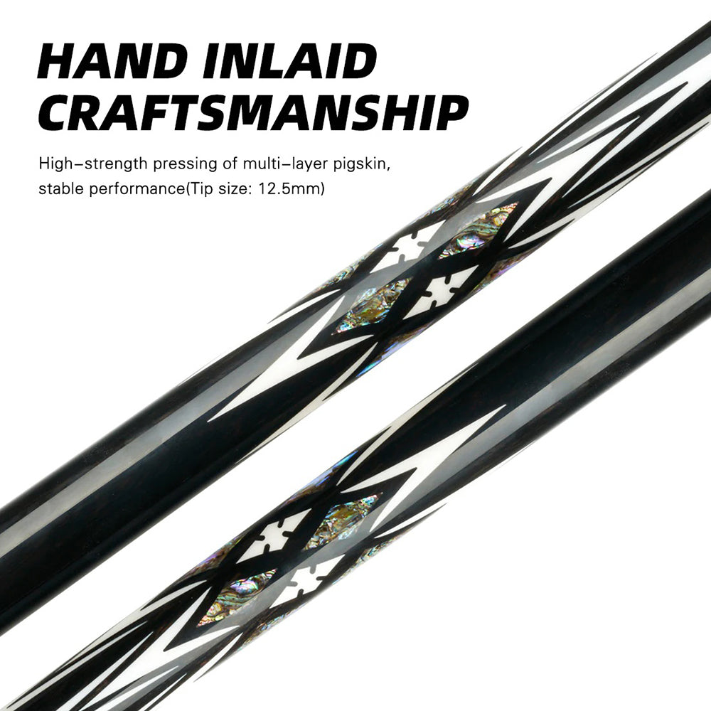 KONLLEN  Premier Professional HQ-11F 2-Piece Pool Cue Ebony Wood 18.5-20OZ Billiard Cue 147CM - Green&Black