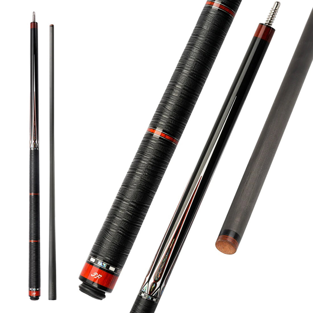 KONLLEN  Premier Professional JF20-21F 2-Piece Pool Cue Maple Wood 18.5-20OZ Billiard Cue 147CM - Red&Black