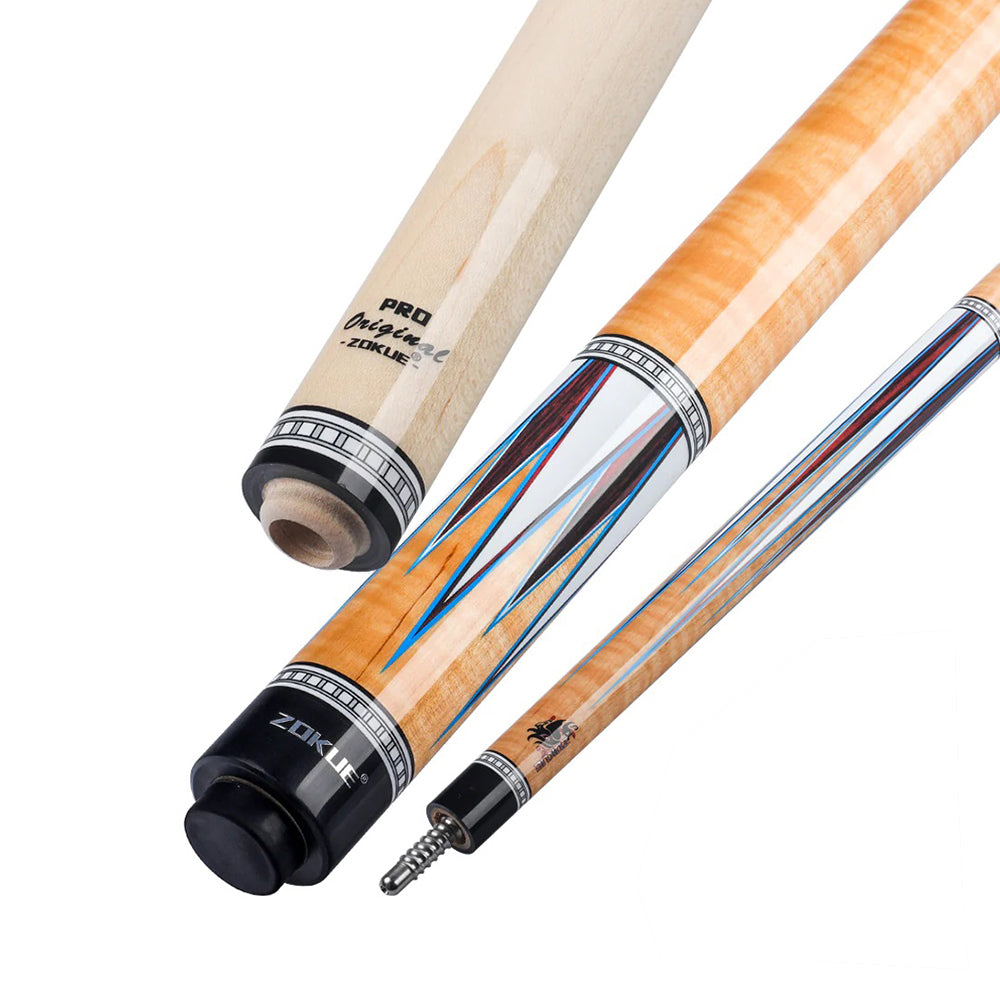 KONLLEN  Premier Professional Zokue-1 2-Piece Carom Cue Maple Wood 18.5-20OZ Billiard Cue 147CM - Wood&White