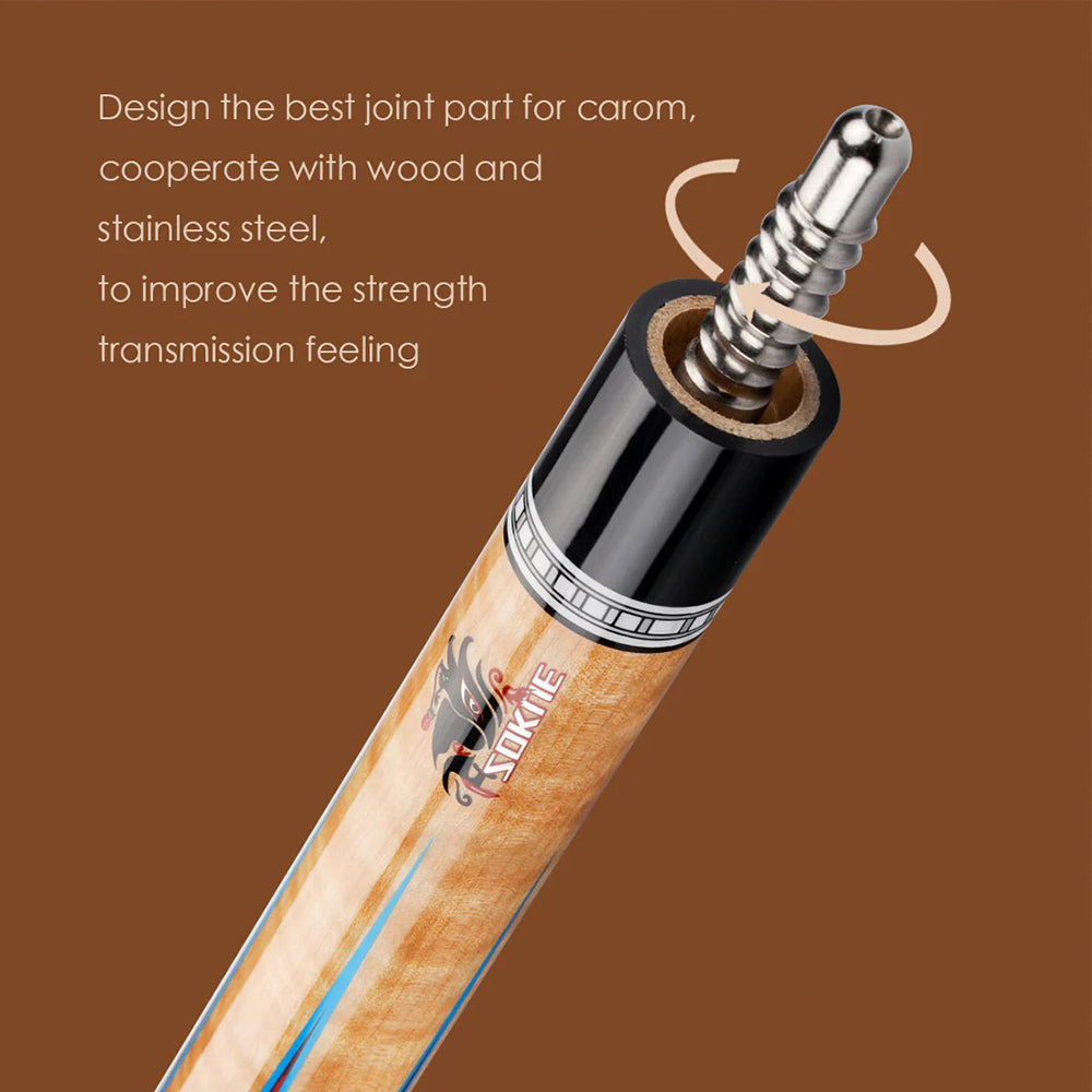 KONLLEN  Premier Professional Zokue-1 2-Piece Carom Cue Maple Wood 18.5-20OZ Billiard Cue 147CM - Wood&White
