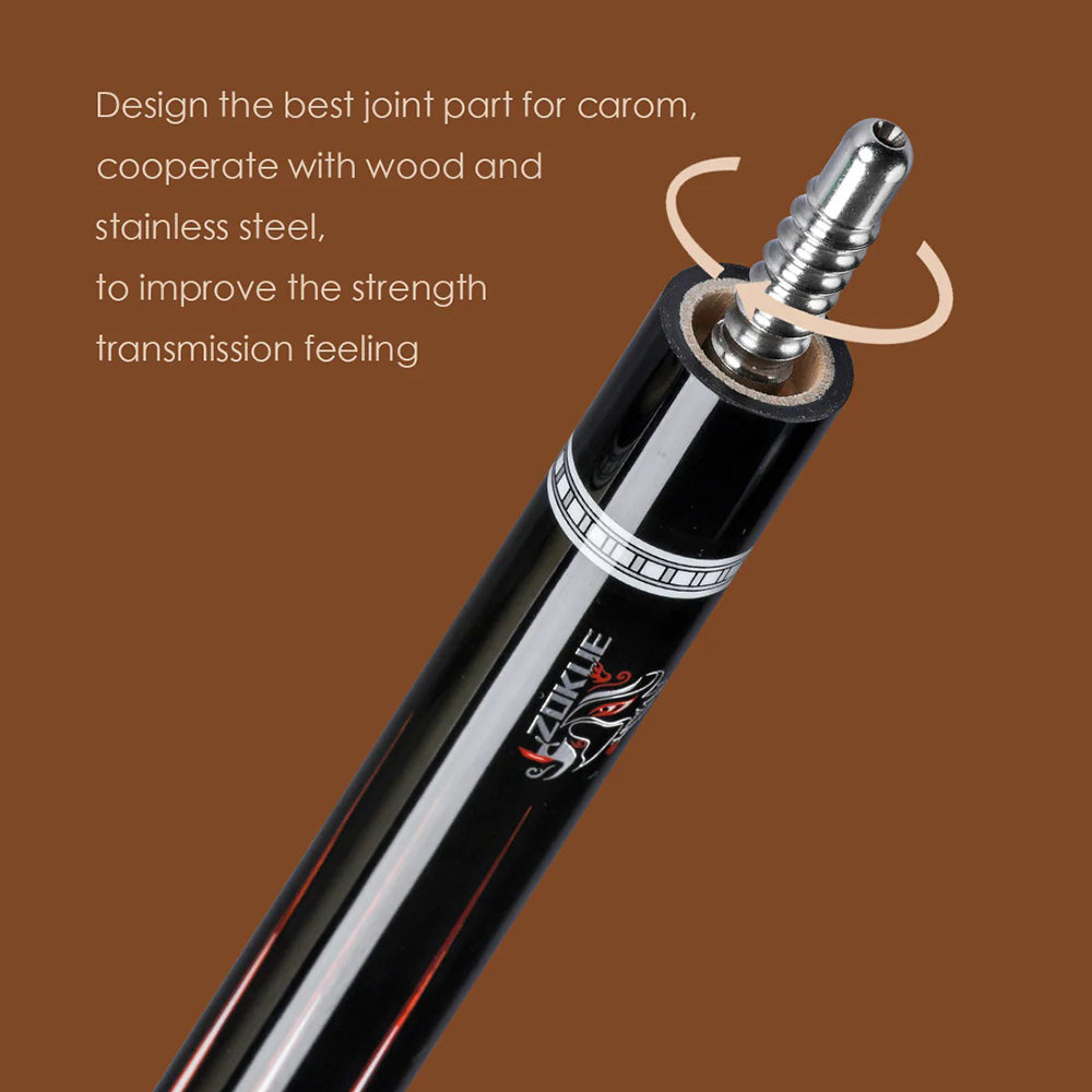 KONLLEN  Premier Professional Zokue-2 2-Piece Carom Cue Maple Wood 18.5-20OZ Billiard Cue 147CM - Red&Black