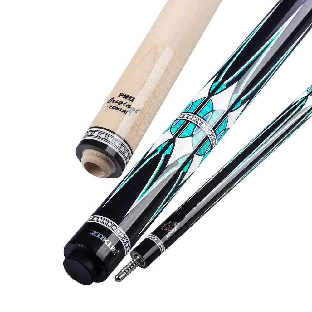 KONLLEN  Premier Professional Zokue-3 2-Piece Carom Cue Maple Wood 18.5-20OZ Billiard Cue 147CM - Blue&Black