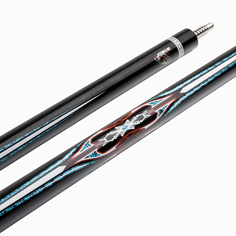 KONLLEN  Premier Professional Zokue-4 2-Piece Carom Cue Maple Wood 18.5-20OZ Billiard Cue 147CM - Red&Blue&Black