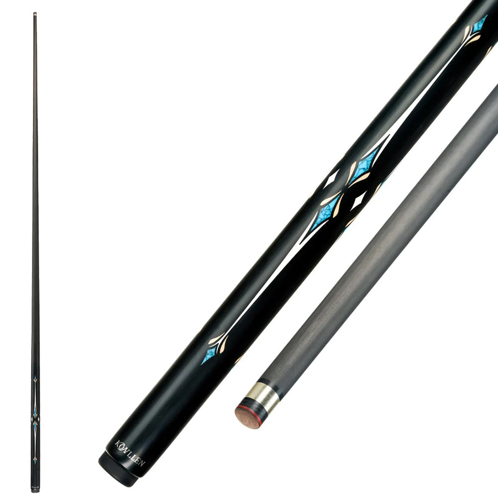 KONLLEN  Premier Professional FT-2 One Piece Snooker Cue Maple Wood 18.5-20OZ Billiard Cue 145cm - Blue&Black