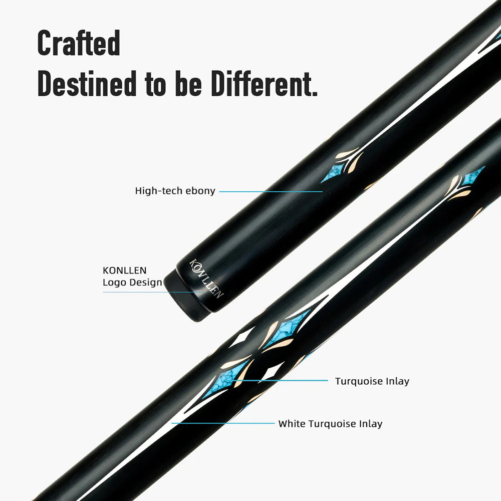 KONLLEN  Premier Professional FT-2 One Piece Snooker Cue Maple Wood 18.5-20OZ Billiard Cue 145cm - Blue&Black