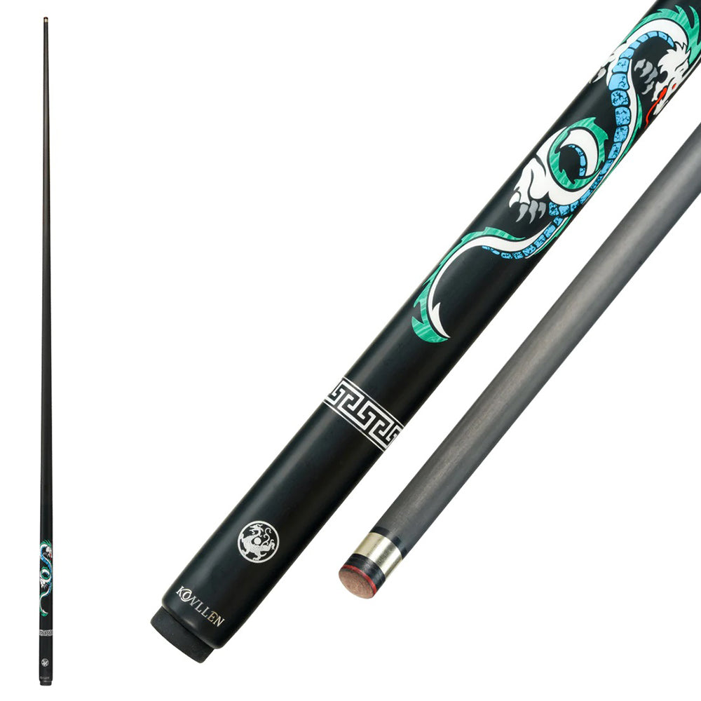 KONLLEN  Premier Professional QL One Piece Snooker Cue Maple Wood 18.5-20OZ Billiard Cue 145cm - Green&Blue&Black