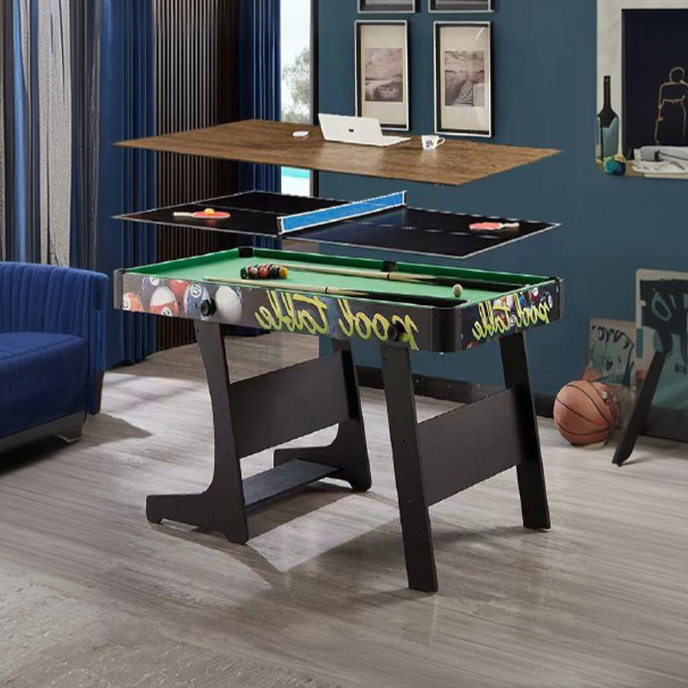 CUETIQ GTF002 5FT 3-IN-1 Billiard Table/ Ping-pong Table/ Office Desk Foldable Design - Black&Green