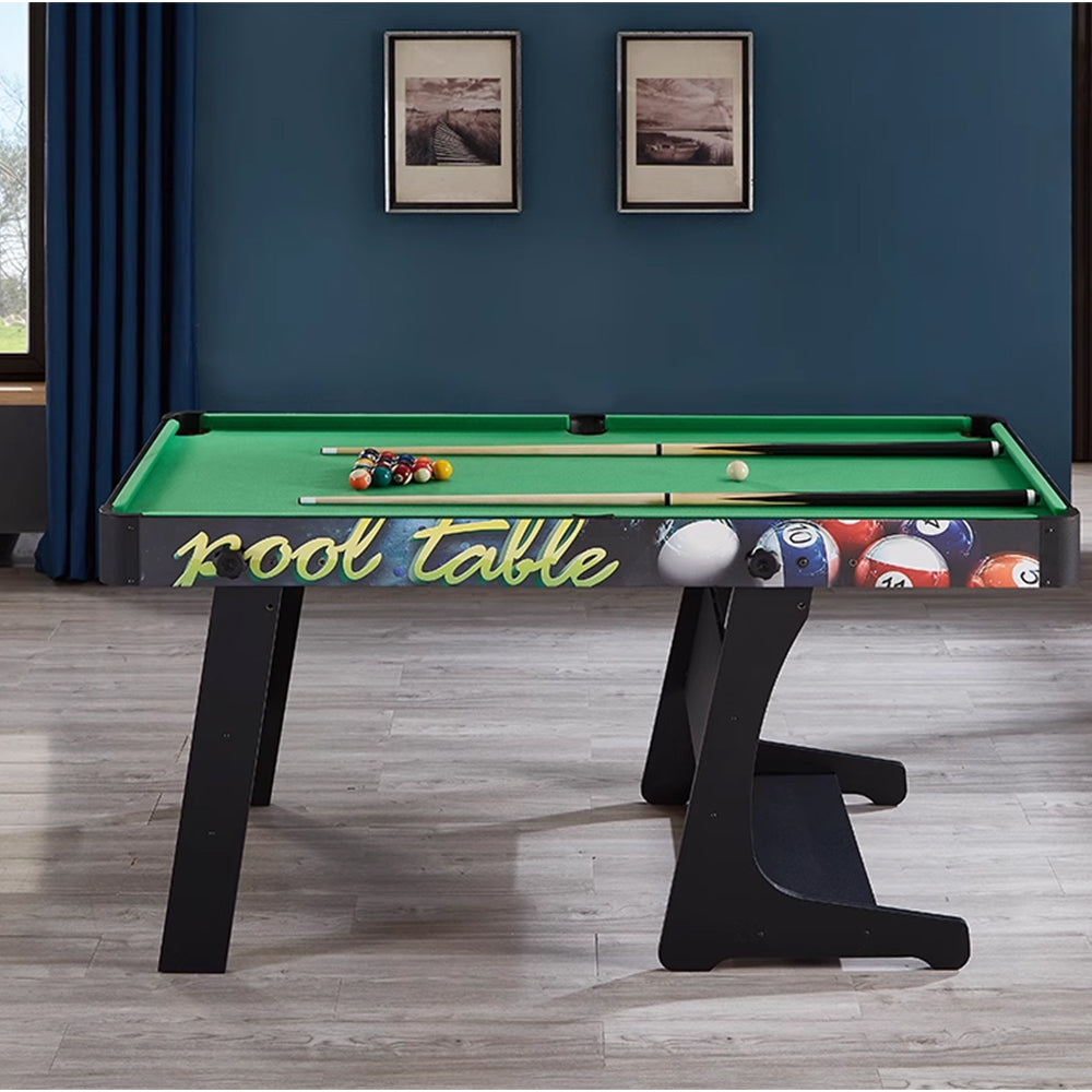 CUETIQ GTF002 5FT 3-IN-1 Billiard Table/ Ping-pong Table/ Office Desk Foldable Design - Black&Green