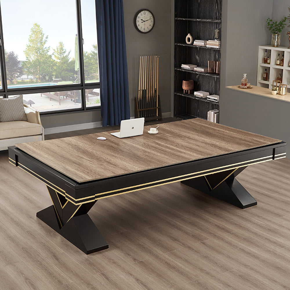 CUETIQ L001 7/8/9FT 3-IN-1  Slate Billiard Table/ Ping-pong Table/ Office Desk Solid Wood Frame