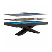 CUETIQ L011 7/8/9FT 3-IN-1 Slate Pool Table/ Ping-pong Table/ Office Desk Solid Wood Frame