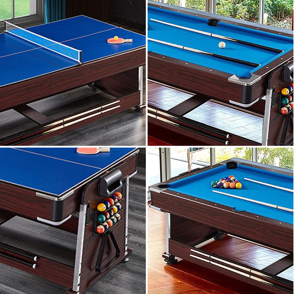 CUETIQ GTM001 7FT 4IN1 Billiard Table/ Ping-pong Table/ Office Table/Air Hockey - Brown