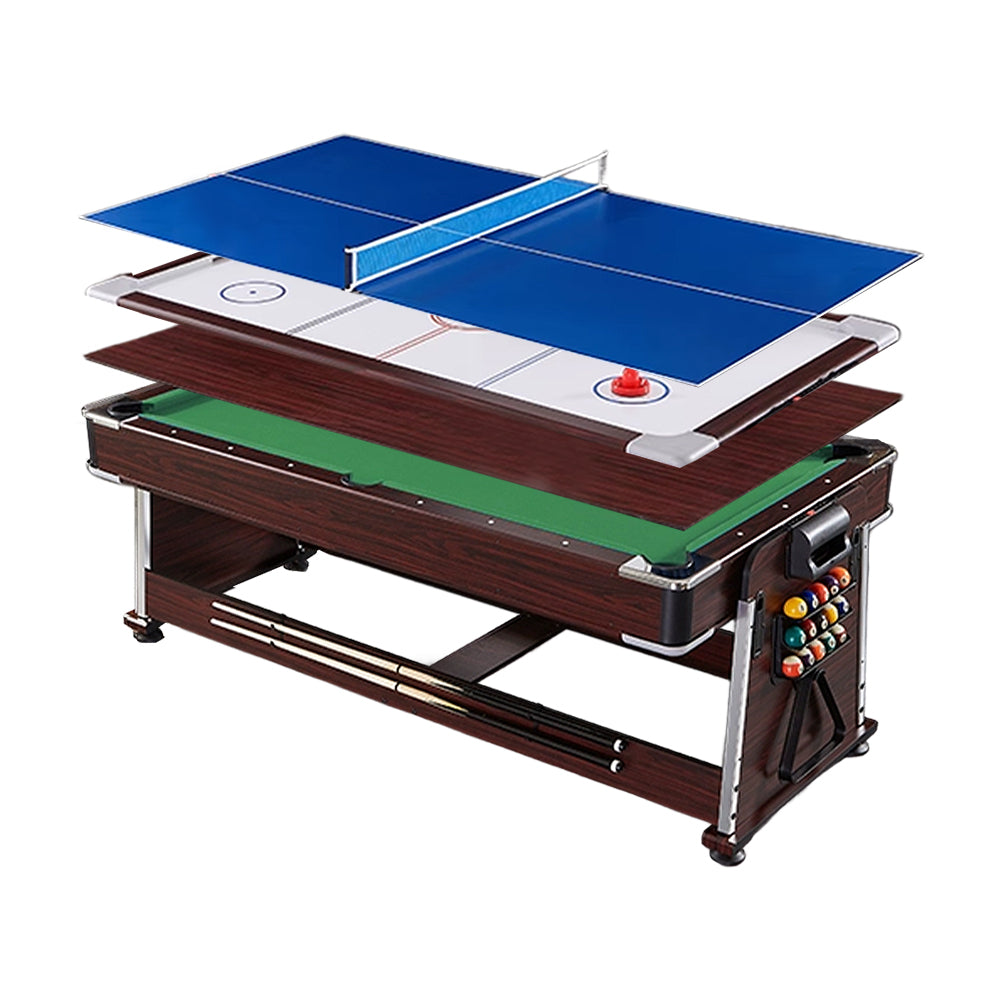 CUETIQ GTM001 7FT 4IN1 Billiard Table/ Ping-pong Table/ Office Table/Air Hockey - Brown