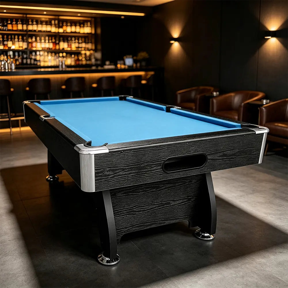 CUETIQ MDF 7FT Pool Snooker Billiard Table With Accessories - Blue Felt