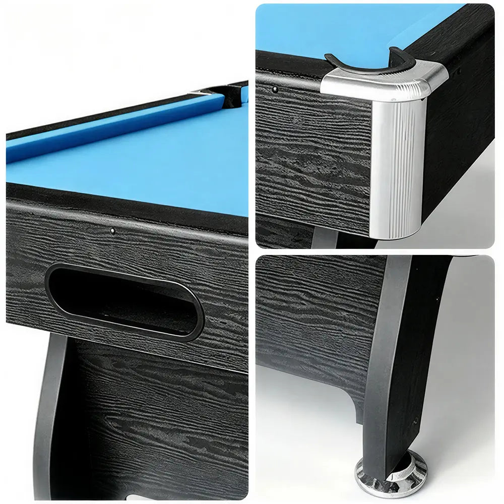 CUETIQ MDF 7FT Pool Snooker Billiard Table With Accessories - Blue Felt