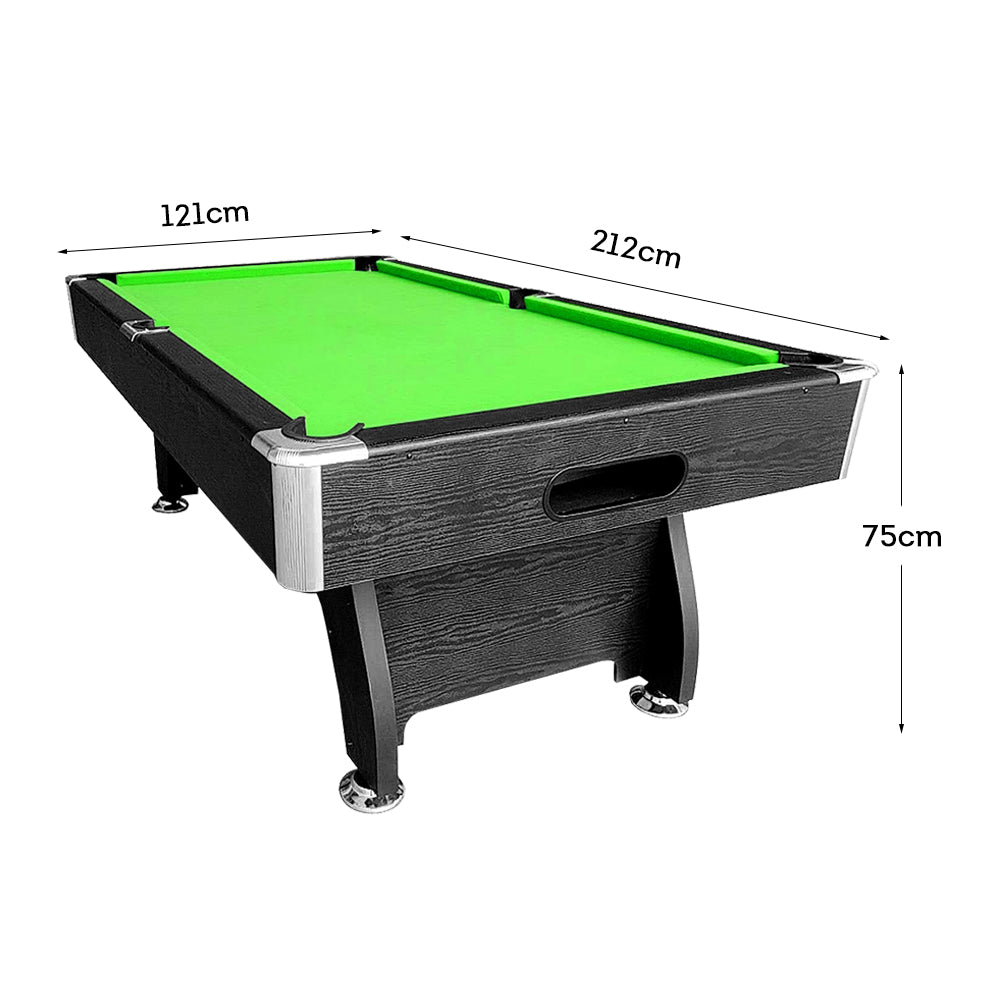CUETIQ 7FT MDF Pool Snooker Billiard Table with Accessories Pack - Black Frame