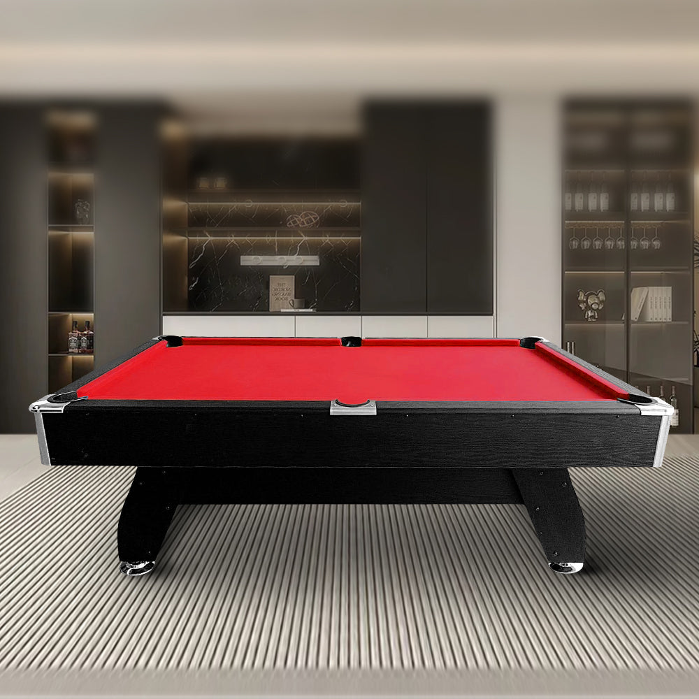 CUETIQ 7FT MDF Pool Snooker Billiard Table with Accessories Pack - Black Frame
