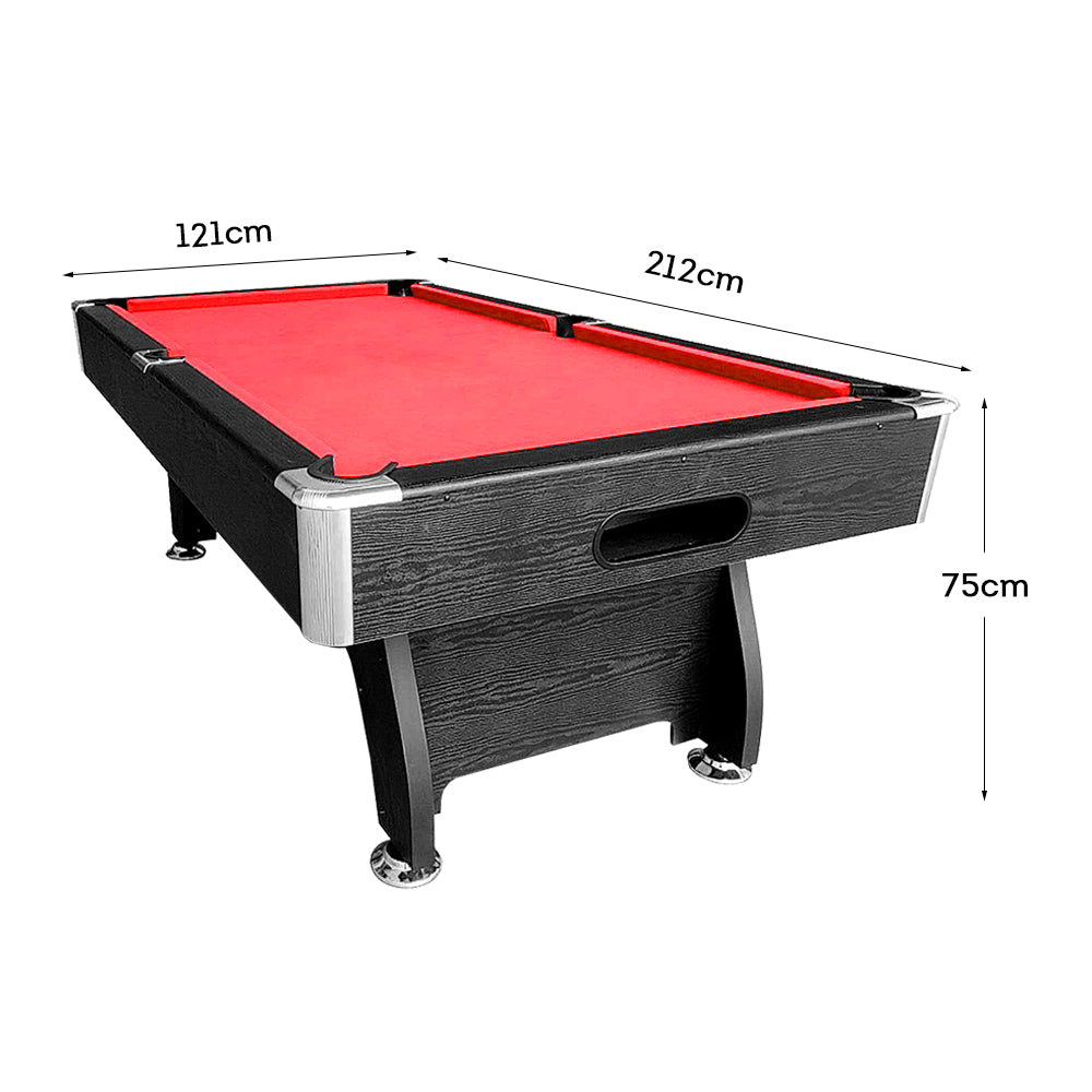 CUETIQ 7FT MDF Pool Snooker Billiard Table with Accessories Pack - Black Frame
