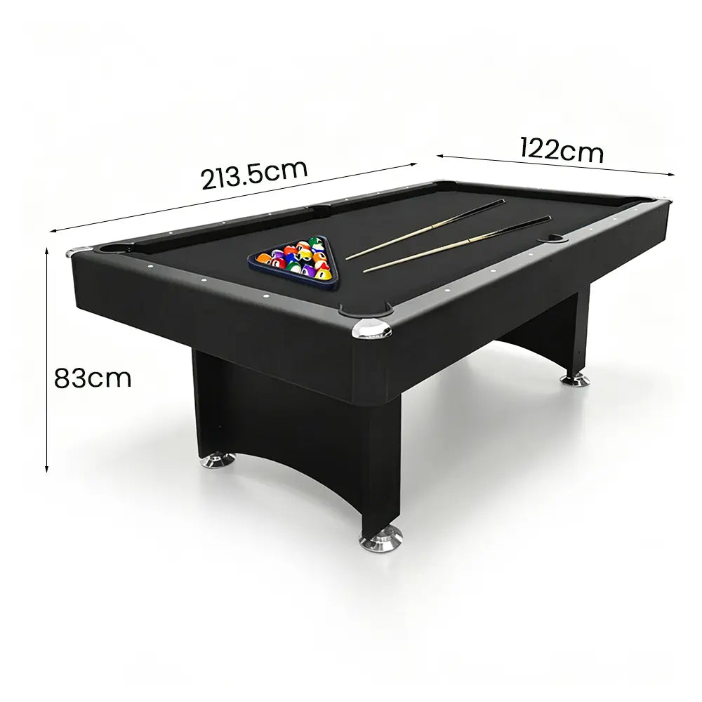 CUETIQ Modern Design 7FT Pool Table Snooker Billiard Table Black Frame With Free Accessories - Black